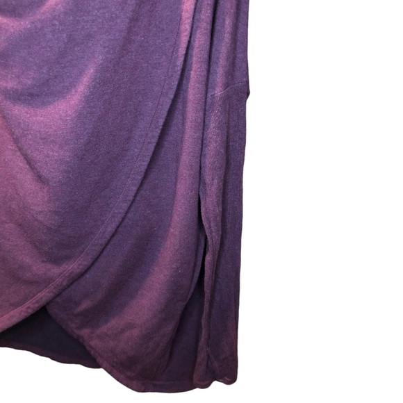 Athleta Tunic Length Hooded Faux Wrap Sweater in Maroon Cowl Neck Tight Knit - Picture 9 of 15